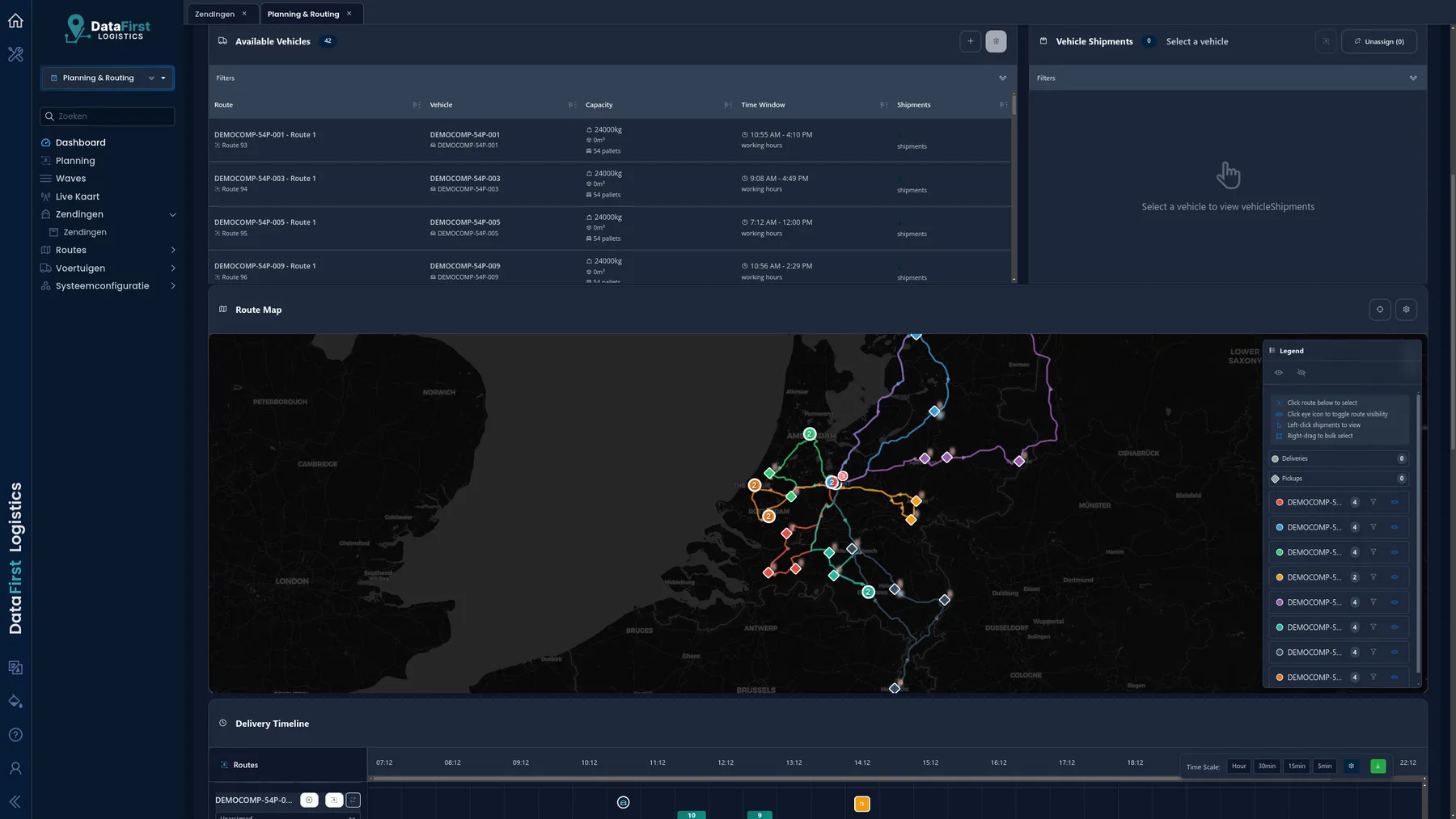 DataFirst Logistics platform screenshot dark