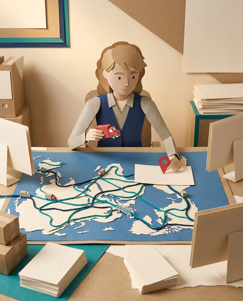 Een planner aan tafel met een kaart vol routes