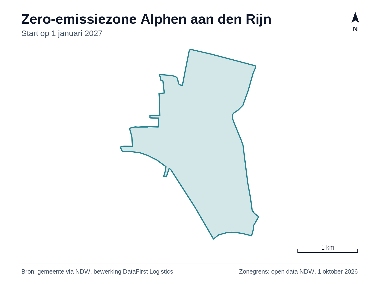Kaart met de grens van de zero-emissiezone in Alphen aan den Rijn