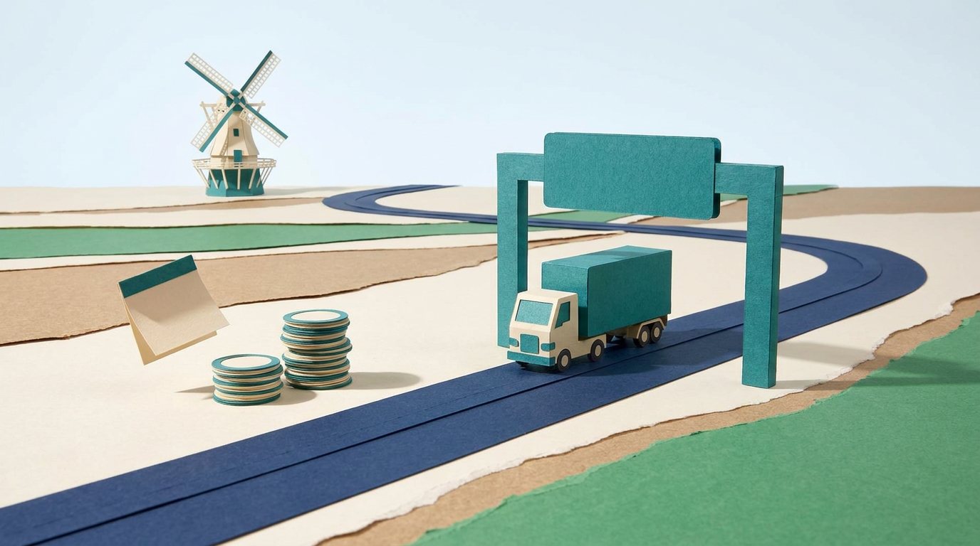 Vrachtwagen onder een heffingsportaal